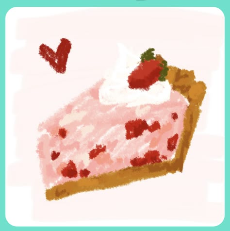 Strawberry Pie Drawing, Strawberry Cream Pie, Noteit Ideas, Strawberry Cream Pies, Dessert Art, Strawberry Art, Dessert Illustration, Notes Art, Whatsapp Wallpaper