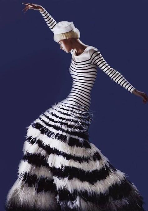 jean or paul? Prison Stripes, Glamorous Chic Life, Gaultier Dress, Neue Outfits, John Paul, Stripe Dress, Paul Gaultier, White Fashion, Jean Paul Gaultier