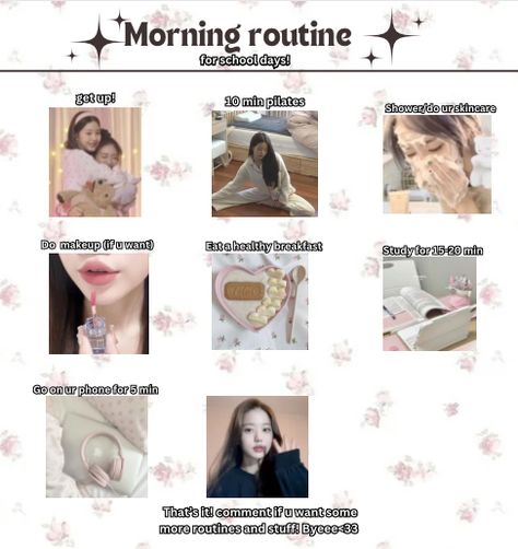 Morning Yoga Before School, Routine For School Days, Wonyoungism Tips, Middle School Advice, Morning Routine For School, Before School Routine, Sleepover Tips, Morning Routine School, Ideal Girl