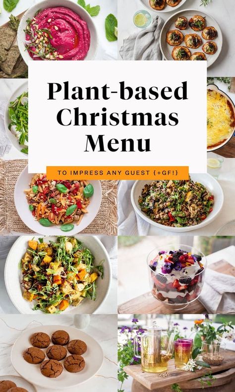 Vegetarian Christmas Salad, Vegan Christmas Dinner Starters, Christmas Menu Vegetarian, Christmas Lunch Ideas Vegetarian, Vegan Christmas Meals Ideas, Wfpb Christmas Recipes, Vegan Christmas Lunch Ideas, Plant Based Christmas Dinner, Vegan Christmas Starters