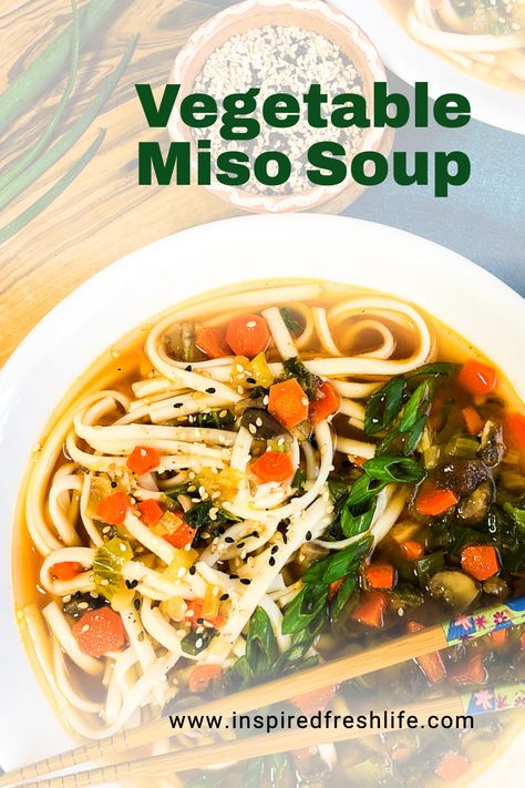 Vegetable Miso Soup is a hearty and comforting soup that is packed full of flavor. Made with a variety of vegetables, miso paste and a flavorful broth, this dish is a great way to add a boost of nutrition and flavor to any meal. With its umami flavors, subtle sweetness and abundance of vegetables, this soup will become a favorite in your home. Hearty Miso Soup, Vegetable Miso Soup, Veggie Miso Soup, Miso Vegetable Soup, Stews Vegetarian, Broth Bowls Recipes, Miso Recipes, Miso Noodle Soup, Vegan Miso Soup