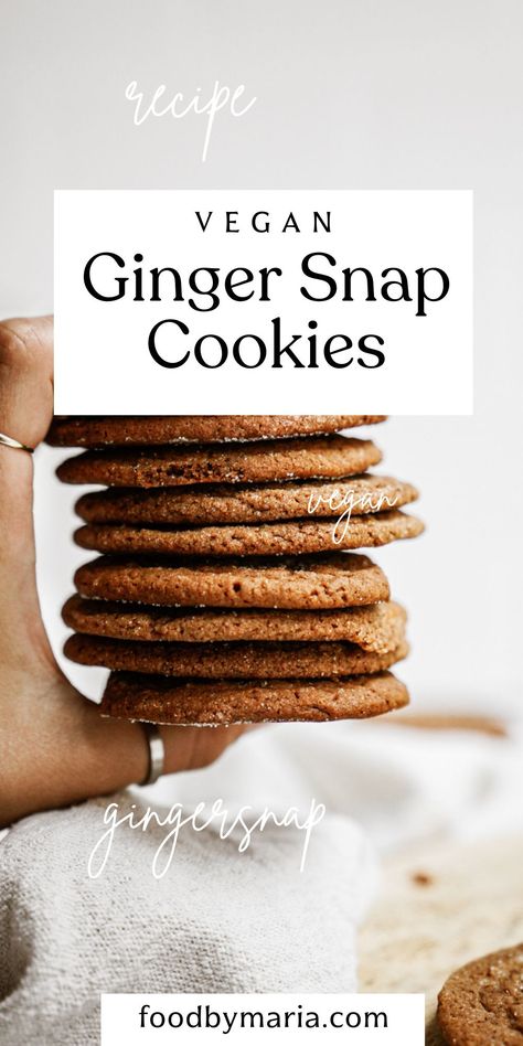 Vegan Gingersnap Cookies, Vegan Ginger Bread Cookie, Vegan Ginger Snap Cookies, Healthy Ginger Snap Cookies, Vegan Ginger Snaps, Gingerbread Cookies Vegan, Ginger Crisp Cookies, Healthy Ginger Snaps, Vegan Ginger Cookies