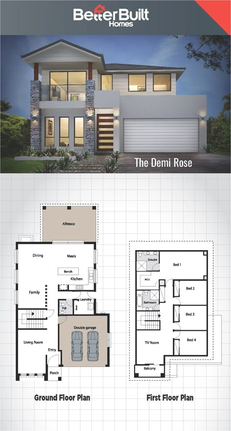 Chalet Style House Plans with Loft Minecraft Houses Blueprints, Double Storey House, Modern House Floor Plans, 2 Storey House Design, Two Story House Plans, Mansion Floor Plan, Small Modern Home, Casa Country, 4 Bedroom House Plans