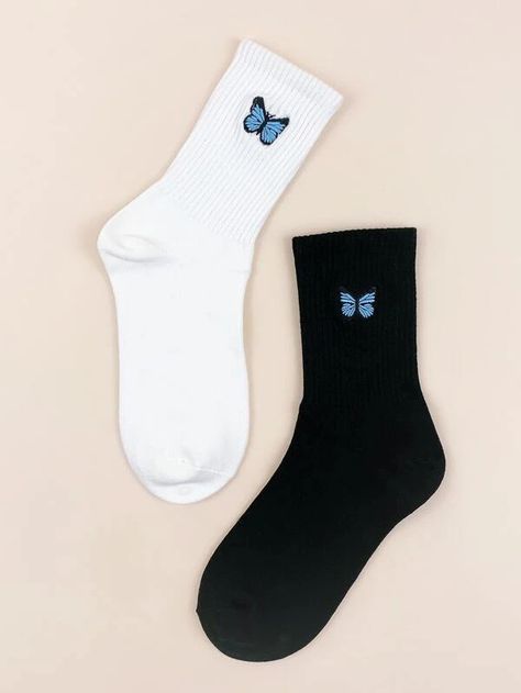 Butterfly Socks, Aesthetic Socks, Pretty Socks, Embroidered Socks, Mesh Socks, Sock Outfits, Nike Socks, Embroidered Butterfly, Cute Socks