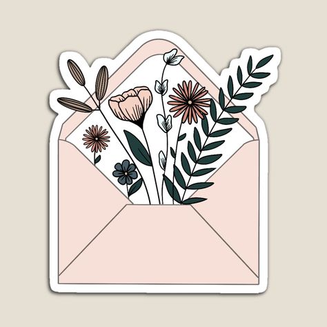 Envelope Sticker Printable, Journal Stickers Drawing Ideas, Cute Sticker Ideas To Draw Aesthetic, Stickers To Print Aesthetic, Floral Stickers Printable, Aesthetic Stickers For Journal, Scrapbook Journal Stickers, Envelope Drawing, Line Art Floral