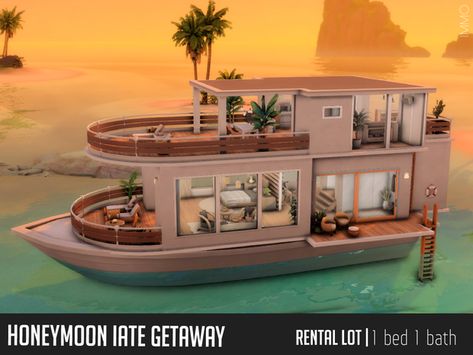 Sims 4 Beach House, Honeymoon House, San Myshuno, Sims Free Play, Sims 4 House Plans, Sims 4 House Building, Sims 4 House Design, Casas The Sims 4, Sims Building