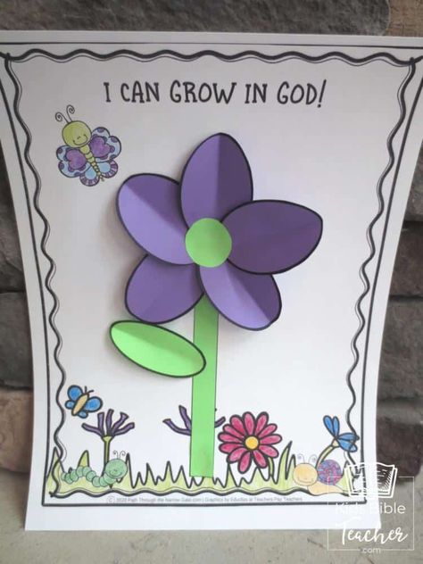 Planting Seeds Bible Lesson, Plant Craft For Toddlers, God Takes Care Of The Birds And Flowers Craft, Grow In God Craft, God Made Everything Craft, Spring Sunday School Crafts, Pre K Bible School Crafts, Simple Crafts For Toddlers, Growing In God