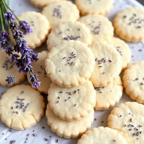 Lavender Lemon Shortbread Cookies are a sophisticated treat that perfectly balances floral and citrus notes, making them a unique and delightful option for Lemon Lavender Shortbread Cookies, Chamomile Cookies, Summer Baking Ideas, Cookies For Summer, Cardamom Cookies, Lavender Shortbread Cookies, Lavender Shortbread, Lavender Cookies, Lemon Shortbread