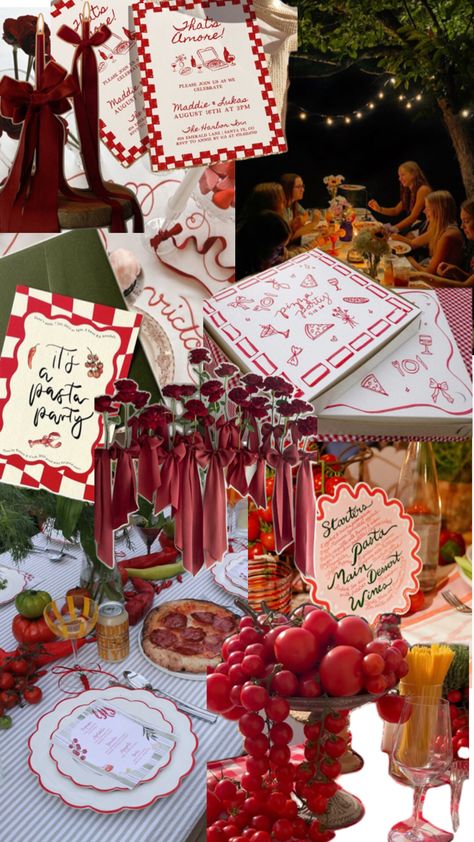 Italian Bachelorette Party Theme, Little Italy Party, Thats Amore, Italian Dinner Party Decorations, Engagement Party Dinner, Italian Bridal Showers, Italian Dinner Party, Italian Party, Picnic Dinner