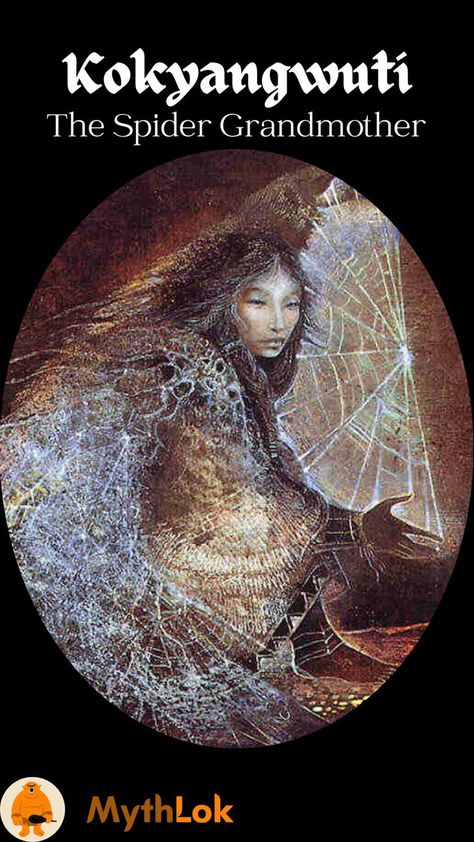 Kokyangwuti: The Spider Grandmother Indian Deities, Spider Goddess, Native Folklore, Mielikki Goddesses, Spider Goddess Fantasy Art, Native American Gods, Native American Folklore Creatures, Native American Mythology, Native American Folklore