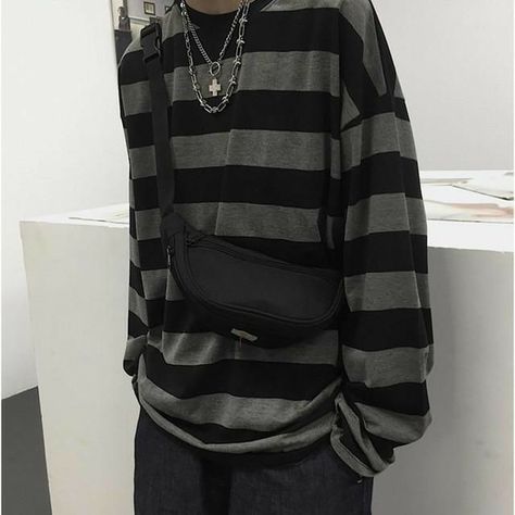 Streetwear Couple, Oversized Striped Shirt, Gothic Shirts, Unisex Clothes, Stripe Outfits, Shirt Streetwear, Stripe T Shirt, Japanese Streetwear, Vintage Blouse