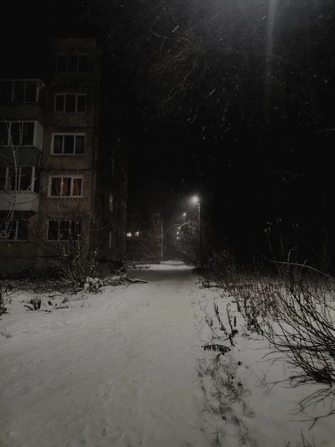 Eastern Europe Aesthetic, Russian Aesthetic, Snow Night, Winter Aesthetics, Cry Of Fear, Russian Winter, Dark Street, Europe Aesthetic, Under Your Spell