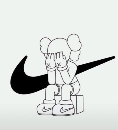 Kaws Outline, Kaws Tattoo, Nike Drawing, Emotional Artwork, Easy Graffiti Drawings, American Traditional Tattoo Ideas, Traditional Tattoo Ideas, Stencil Outline, Quality Tattoo