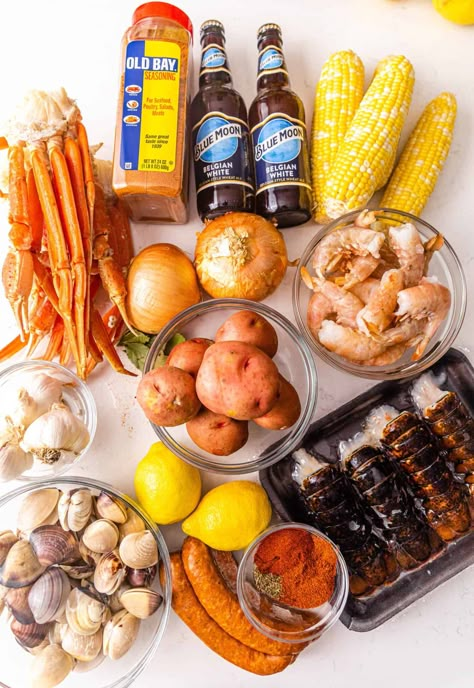 Cajun Seafood Boil with Garlic Butter Sauce - Britney Breaks Bread Zatarains Seafood Boil Recipe, Crab Boil Recipe Cajun Sauce, Best Seafood Boil Recipes, Cajun Crab Boil, Crab Broil, Easy Seafood Boil, Seafood Boil Recipes Cajun, Crab Boil Recipe, Seafood Boil Recipe