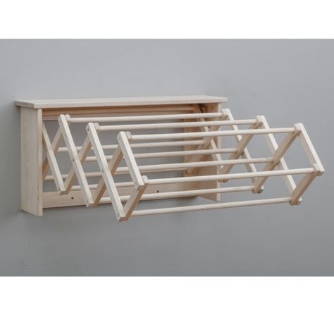 Wall Clothes Drying Rack, Wood Clothes Drying Rack, Laundry Folding Station, Folding Station, Compact Laundry Room, Rack For Clothes, Wall Drying Rack, Laundry Folding, Laundry Room Drying Rack