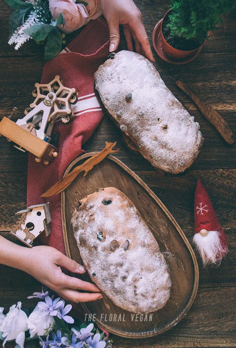 Sourdough Vegan Stollen - The Floral Vegan Stollen Recipe, Candied Lemon Peel, Sourdough Bread Starter, Pancake Muffins, Vegan Candies, Candied Orange Peel, Candied Lemons, Ceylon Cinnamon, Traditional Recipes