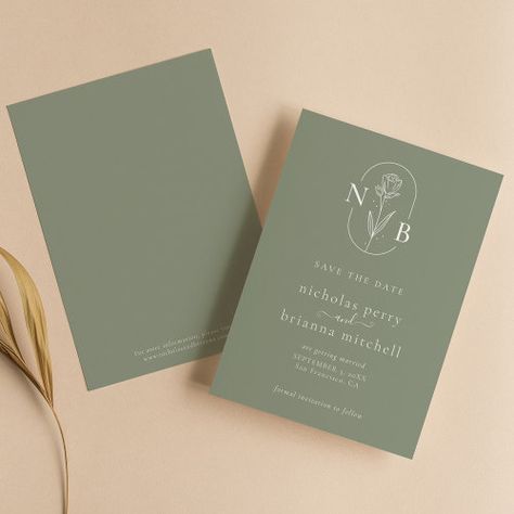 Modern Sage Green Wedding Monogram Minimalist Save The Date #zazzle #weddinginvitations #birthdayinvitations #babyshowerinvitations #zazzleinvitations #monogram #businesscards #graduation #homedecor Minimalist Budget, Wedding Elegant Classy, Wedding Invitation Quotes, Minimalist Save The Date, Minted Wedding Invitations, Wildflower Wedding Invitations, Mark Your Calendar, Sage Wedding, Minimalist Typography