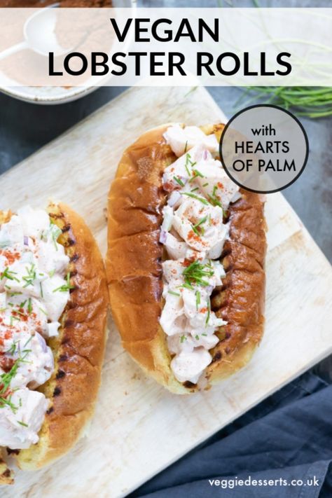 Vegan Lobster Roll, Vegan Lobster, Lobster Roll Recipes, Vegan Seafood, Vegan Crab, Vegetarian Recipes Lunch, Hearts Of Palm, Classic Sandwich, Food Sandwiches