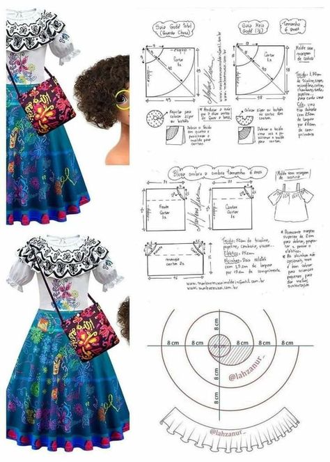 Encanto Pattern, Mirabel Costume, Sewing Measurements, Sewing Barbie Clothes, Disney Inspired Fashion, Super Hero Outfits, Fashion Drawing Dresses, Cute Shirt Designs, Costume Patterns