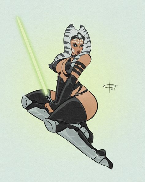 Star Wars Pinup, Lightsaber Art, Happy New Year Love, Pinup Art, Star Wars Tattoo, Happy New Years, Pix Art, Pin Up Tattoos, Ahsoka Tano