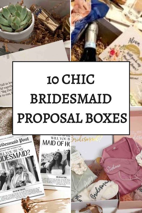 Unveil a unique proposal for your bridesmaids with our exquisite Ultimate Bridesmaid Proposal Boxes! These curated boxes feature luxurious satin PJs, snug slippers, and invigorating facemasks – the epitome of elegance and comfort combined. Ideal for expressing gratitude to your bridal party in a thoughtful and stylish manner. Unique Bridesmaid Box Ideas, Asking Bridesmaids Ideas Unique, Unique Bridal Proposal Ideas, How To Ask Bridal Party To Be In Wedding, Simple Bridesmaid Asking Ideas, Bridesmaid Proposals Unique, Cool Bridesmaid Proposal, Unique Bridesmaids Proposals, Bridesmaid Announcement Ideas