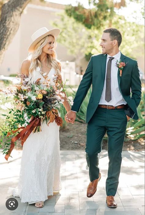 Green And Gold Wedding Party, Gold Wedding Party, Green And Gold Wedding, Earth Tone Wedding, White Lace Gown, Groom And Bride, Fall Tones, Groom Wear, Bridal Salon