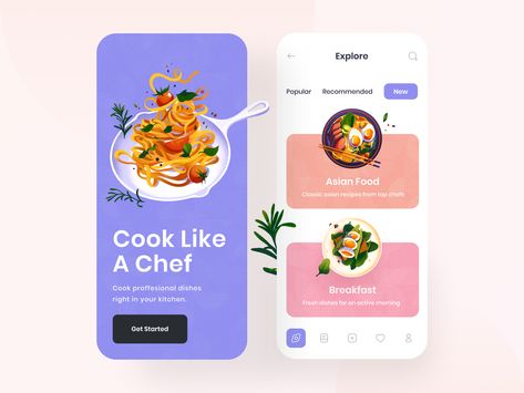 Recipes App Design, Food App Design, Recipe App Design, Nutrition App Design, Cooking App Design, Food Mobile App Design, Nutrition App, Healthy Apps, Ux App Design