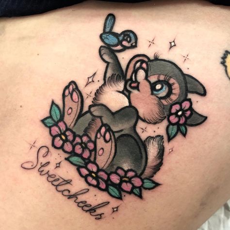 Bambi bunny Disney tattoo Miss Bunny Bambi, Pixar Tattoos, Bambi Bunny, Bambi Tattoo, Bestie Tattoos, Bunny Tattoo, Miss Bunny, Bestie Tattoo, Bunny Tattoos