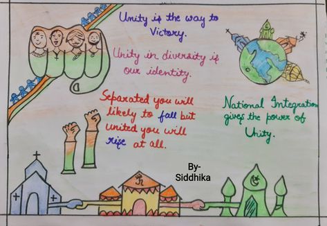 Unity In Diversity Poster India, Social Stratification, Slogan Writing, Diversity Poster, Fundamental Rights, Handmade Poster, Indian Constitution, Family Systems, Unity In Diversity