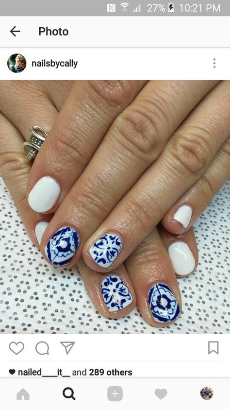 Honeymoon nails in Greece! Greek Manicure, Greek Inspired Nails, Italy Nails Design, Greek Nail Art, Greece Nails Designs, Greek Nails Designs, Santorini Nails, Holiday Nails Short, Greece Inspired Nails