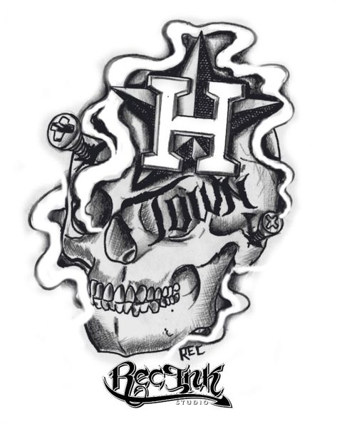 H Town Tattoo Ideas, H Town Tattoos, Urban Tattoos Designs, Dj Screw Tattoo, Houston Tattoos Ideas, Hood Tattoo Designs, Hustle Tattoo, Hood Tattoos, Houston Street Art