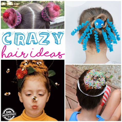 Silly, Wacky, And Fun Crazy Hair Day Ideas For School Crazy Hair Ideas, Easy Crazy Hairstyles, Crazy Hair Day Ideas, Crazy Hairstyles, Cool Haircuts For Girls, Kids Haircuts, Halloween Hairstyles, Teenage Hairstyles, Kid Hair