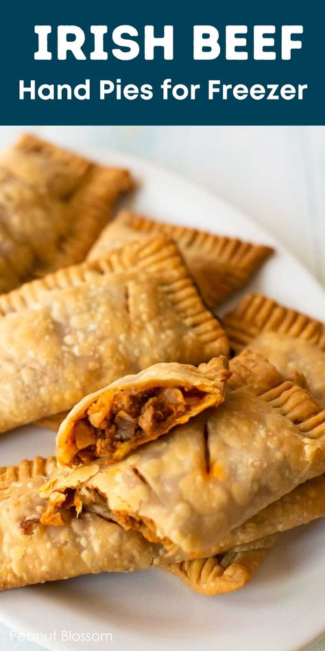 Irish Beef Hand Pies Freezing Hand Pies, Irish Pasties, Beef Hand Pies, Irish Appetizers, Hand Pies Savory, Beef Pot Pies, Irish Beef, Beef Pies, Hand Pie Recipes