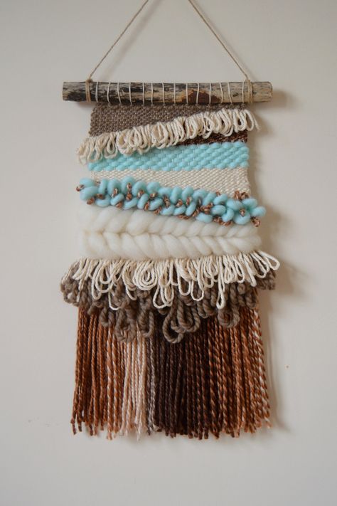 Textured Weaving, Mint Decor, Modern Weaving, Wall Weave, Weaving Loom Diy, Weaving Loom Projects, Yarn Wall Art, Weaving Wall Hanging, Wall Hanging Boho