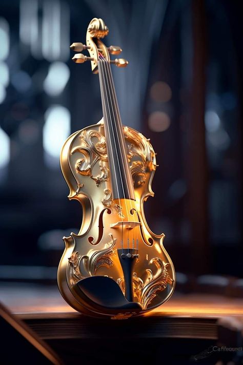 Pencil Christmas Tree Decor, Golden Violin, Violin Decoration, Cool Violins, Christmas Tree Decor Ideas, Tree Decor Ideas, Violin Art, Violin Design, Instruments Art