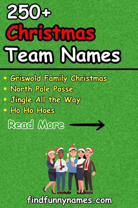 Christmas Private Story Names, Cheer Team Christmas Party Ideas, Christmas Party Name Ideas, Christmas Group Chat Names, Christmas Team Names, Christmas Party Theme Names, Funny Christmas Trivia, Fun Team Names, Christmas Olympics