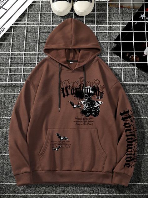 Graphic Hoodies Men, Best Shopping Websites, Fire Clothes, Baggy Outfit Ideas, Goth Guys, Skeleton Graphic, Men Sweatshirts, Interesting Outfits, Stylish Hoodies