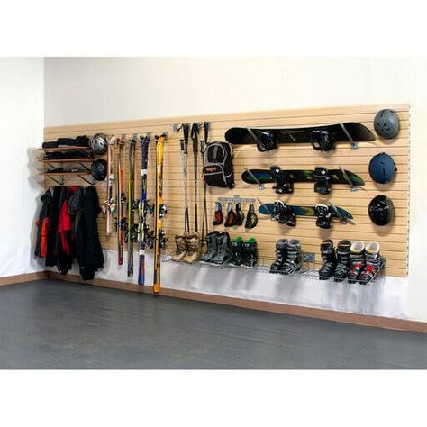 Buy the storeWALL Winter Sports Package Heavy Duty | WINTER-SPORTS-PKG – Ace Garage Storage Garage Storage Skis, Sport Storage Garage, Ski Gear Storage, Ski Mudroom, Gear Room Organization, Outdoor Gear Storage, Snowboard Rack, Snowboard Storage, Snowboarding And Skiing