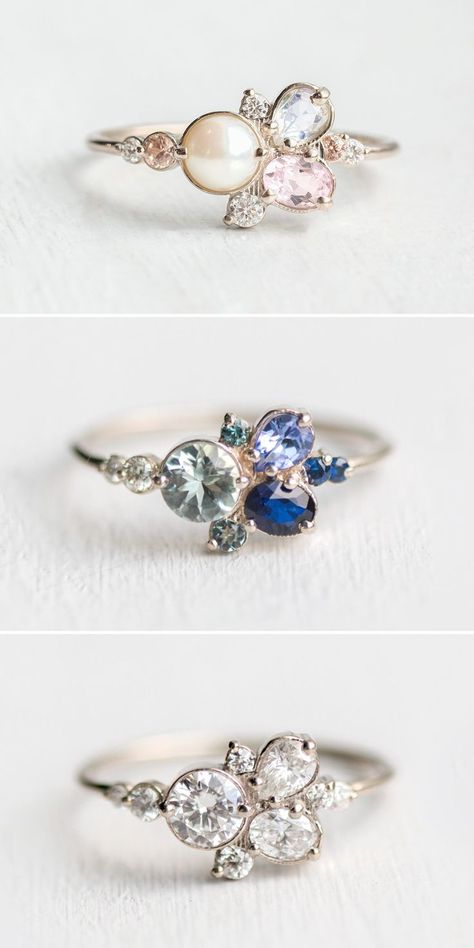 Cluster Family Ring, New Mom Ring, Unique Mothers Rings Birthstones, Vintage Birthstone Ring, 3 Birthstone Ring, Mom Rings Birthstone, Birthstone Cluster Ring, Unique Birthstone Rings, Mothers Ring Ideas Unique