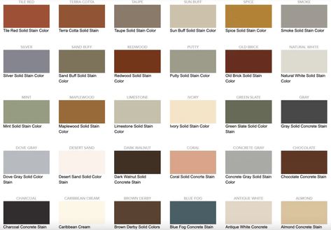 Concrete Stain Colors - Surecrete - Solid And Semi-Transparent Concrete Acid Stain Colors, Outdoor Concrete Stain, Concrete Stain Colors, Concrete Stains, Floor Paint Colors, Concrete Stain, Solid Stain, Acid Stain, Deck Colors