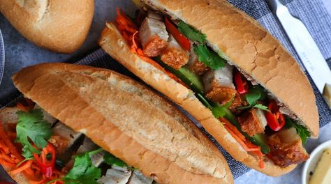 Vietnamese Pork Roll, Vietnamese Bread, Rolled Roast, Vietnamese Sandwich, Bahn Mi, Vietnamese Pork, Pork Roll, Fresh Cucumber, Pickled Carrots