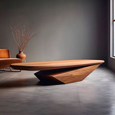 This handcrafted walnut coffee table combines smooth sculptural lines with traditional craftsmanship. Made from premium walnut, it adds elegance and durability to any living space. LIZIYE | LIZIYE Design sense high-grade solid wood coffee table brownWood in Dark Walnut | Wayfair Airbnb Furniture, Wood Office Furniture, Unique End Tables, Cool Things To Build, Bath Table, Stone Coffee Table, Walnut Coffee Table, Things To Build, Solid Wood Coffee Table