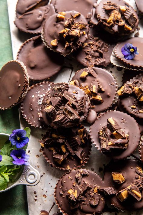 Frozen Chocolate Peanut Butter Yogurt Cups | halfbakedharvest.com Hbh Desserts, Chocolate Peanut Butter Yogurt, Yogurt Treats, Frozen Chocolate Bananas, Staple Recipes, Chocolate Rice Krispie Treats, Healthy Peanut Butter Cups, Peanut Butter Yogurt, Half Baked Harvest Recipes