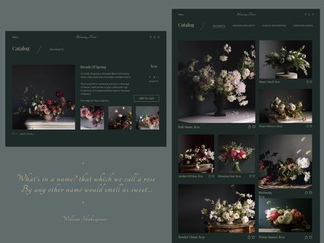 Flower Shop Mood Board, Flower Shop Website, Flower Website, Flower Portfolio, Floral Website, Floral Branding, Flower Branding, Flower Boutique, Blog Layout