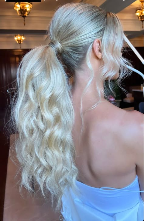 Ponytail Hairstyles Picture, Fancy Hairstyles Ponytail, Formal Hair Updo Ponytail, Long Hair Prom Styles Updos, Ponytail Hairstyles For Dance, Prom Hair Side Ponytail, High Ponytail For Bride, Prom Hairstyles White Women, Prom Curled Ponytail