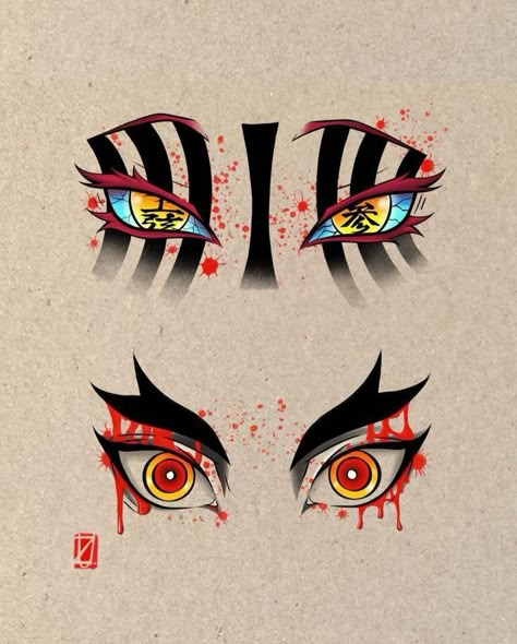 Akaza Eyes Tattoo, Akaza Tattoo Ideas, Demon Slayer Art Drawing, Demon Slayer Tattoo Design, Demon Slayer Painting, Demon Slayer Tattoo Ideas, Demon Slayer Tattoo, Tato Flash, Minimal Tattoo Designs