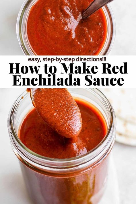 Red Enchilada Sauce - learn how to make red enchilada sauce with this easy, step-by-step tutorial! So easy and so delicious! #redenchiladasauce #redenchiladasaucerecipe #redenchiladasaucerecipemexican #redenchiladasauceeasy #redenchiladasaucerecipehomemade Low Calorie Enchilada Sauce, Low Carb Enchilada Sauce, Whole 30 Enchilada Sauce, Low Sodium Enchilada Sauce, Healthy Enchilada Sauce, Keto Enchilada Sauce, Easy Enchilada Sauce, Volumetrics Diet, Best Enchilada Sauce