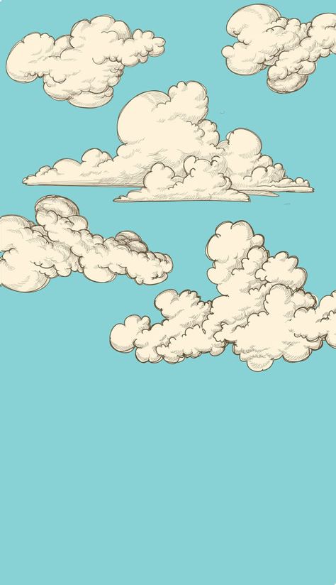 Animated Clouds Aesthetic, Clouds Graphic Illustrations, Heaven Clouds Drawing, Cloud Sky Drawing, Cartoon Clouds Aesthetic, Clouds Line Drawing, Vintage Cloud Illustration, Fluffy Clouds Drawing, Cloud Background Drawing