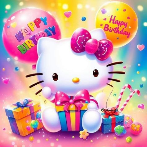 Happy Birthday Hello Kitty, Diamond Art Diy, Mosaic Canvas, Happy Birthday Wishes Pics, Happy Birthday Clip Art, Balloons Design, Birthday Wishes Pics, Hello Kitty Imagenes, Cute Happy Birthday