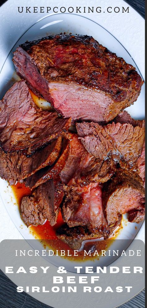 This Easy and Tender Beef Sirloin Roast is an impressive main course to serve on any occasion. It’s the perfect addition to any Thanksgiving, Christmas, or New Year’s Day dinner. The marinade is simple yet full of incredible flavor. Give this a try you won't be disappointed. Sirloin Roast Oven, Roast Beef Marinade, Homemade Beef Gravy, Beef Sirloin Tip Roast, Tip Roast, Yorkshire Pudding Recipes, Smoked Sausage Recipes, Sirloin Roast, Sirloin Tip Roast